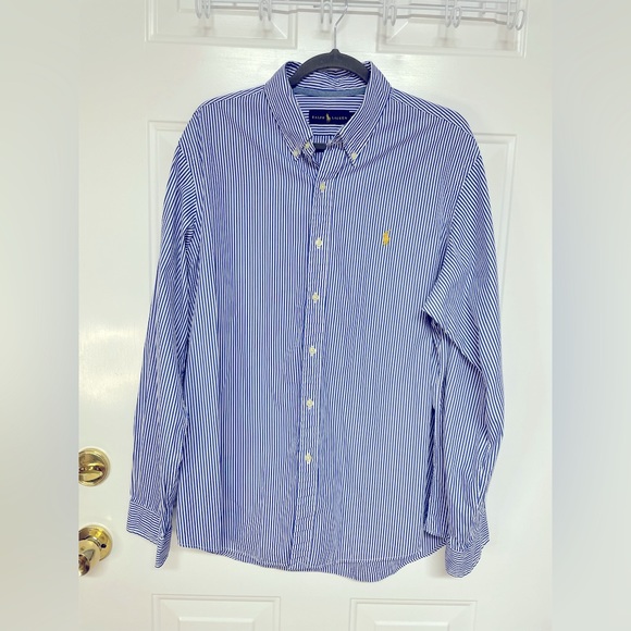 Ralph Lauren Tops - Ralph Lauren  blue and white striped long sleeve button down shirt size xl